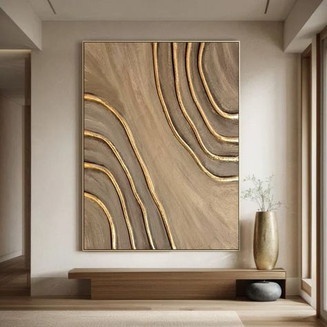 Beige Brown canvas wall art Beige Brown Minimalist Wall Art Beige Brown 3D Textured Painting White And Brown Wall Art, Trending Wall Art, Beige Painting, Best Wall Art, Long Painting, Minimalist Living Room Design, Fiber Wall Art, Minimalism Art, Creative Wall Art