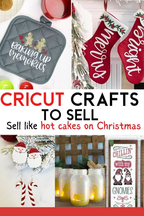 Looking for Cricut ideas to sell?I have found some amazing Cricut Christmas projects to sell. These will also make great Cricut ideas that you can give as gifts. These easy Cricut crafts sell well at craft fairs, Christmas markets or online on Etsy or Shopify. This is a great way to add a side hustle for your Cricut crafting hobby. #CricutChristmas #ChristmasCraftIdeas #CricutProjects Most Popular Cricut Projects To Sell, Cricket Projects Craft Ideas Christmas, Cricut Projects To Sell For Christmas, Cricut Maker 3 Christmas Projects, Cricut Crafts That Sell Well, Cricut Joy Ideas To Sell, Gifts From Cricut, Christmas Cricut Projects Easy Diy, Easy Christmas Cricut Gifts