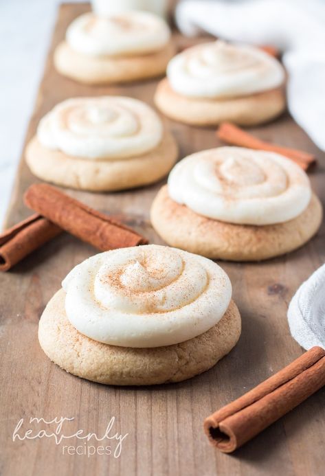 Valentines Snickerdoodle Cookies, Snickerdoodle Cookies With Frosting, Snickerdoodle Cookies With Icing, Frosted Snickerdoodle Cookies, Snickerdoodle Cream Cheese Cookies, Snicker Doodles Recipe, Snickerdoodle Cookies Christmas, Snickerdoodle Christmas Cookies, Fireball Snickerdoodle Cookies