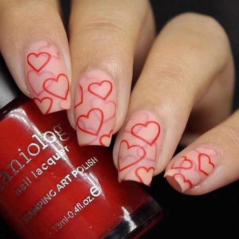 Valentine Nails, Heart Nail Art, Nail Type, Nails Square, Nail Stamping Plates, Nails For Women, Nails Polish, Stick On Nails, Heart Nails