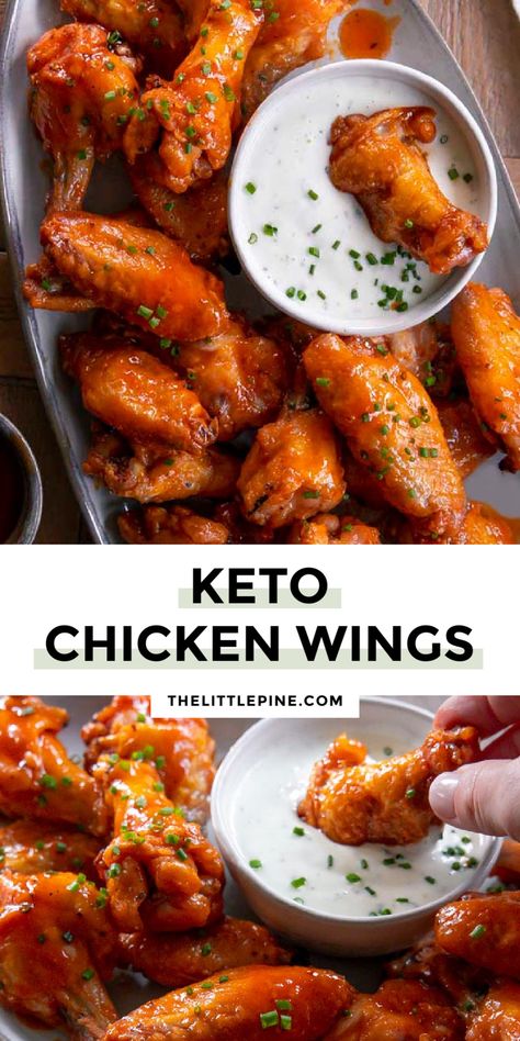 Low Carb Chicken Wings, Keto Chicken Wings, Crispy Baked Chicken Wings, Wings Recipe Buffalo, Wing Recipe, Chicken Wing Sauces, Baked Wings, Spicy Chicken Recipes, Better Than Takeout