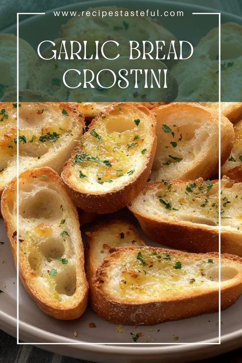 Deliciously crispy and garlicky, these Garlic Bread Crostini are perfect as an appetizer, side dish, or snack. Simple to make and bursting with flavor, they pair wonderfully with dips, soups, or your favorite toppings. Baked Garlic Bread, Crostini Bread, Garlic Crostini, Crostini Recipe, Crispy Garlic, Crostini Recipes, Baked Garlic, Our Daily Bread, Sweet Bread