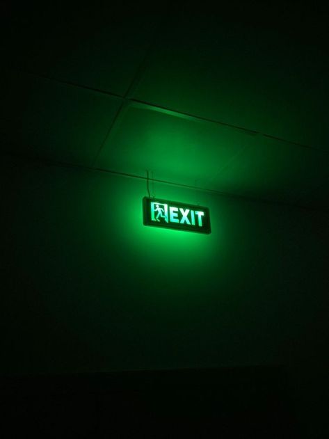 Exit Sign, Road Signs, Low Light, Dark Wallpaper, Green Aesthetic, Low Lights, Green Light, Lighted Signs, Neon Green