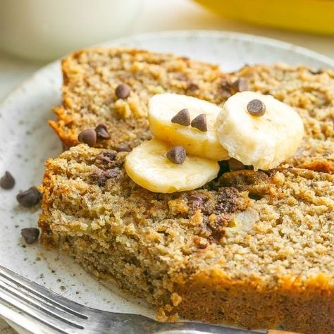 High Protein Banana Bread - Kathryn's Kitchen High Protein Banana Bread, Banana Chocolate Chip Bread, Protein Banana Bread, Chocolate Chip Bread, Protein Chocolate, Healthy Protein Snacks, Yogurt Flavors, Bread Serving, Chocolate Chip Banana Bread