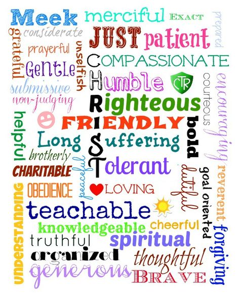 Attributes of Christ Subway Art Lds Subway Art, Christlike Attributes, Youth Lessons, Yw Lesson, Lds Lessons, Crystal Spikes, Attributes Of God, Christ Centered Christmas, Gospel Quotes