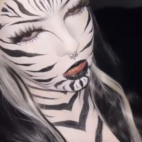 Zebra Inspired Makeup, Zebra Makeup Look, Animals Makeup, Zebra Makeup, Animal Makeup, Make Up Inspo, Stage Makeup, Makeup Tutorials, Aesthetic Makeup