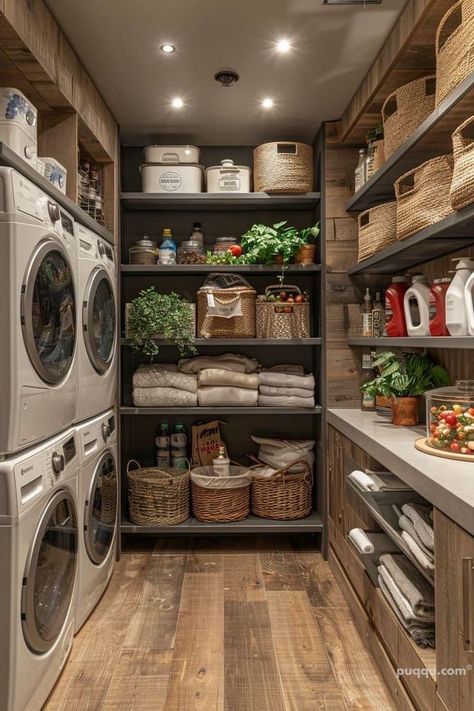 Massive Laundry Room, Laundry Room Big Family, Mud Room And Pantry Combo, Rustic Bathroom Laundry Combo, Laundry Bathroom Combo Industrial, Laundry Room Old House, Rustic Closet, Laundry Pantry, Pantry Laundry Room