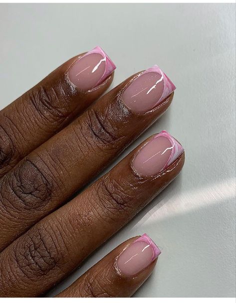 Short Overlay Nails, Gel Overlay Nails, Square Gel Nails, Pink Gel Polish, Nail 2024, Overlay Nails, Acrylic Overlay, Retro Nails, Pink Gel