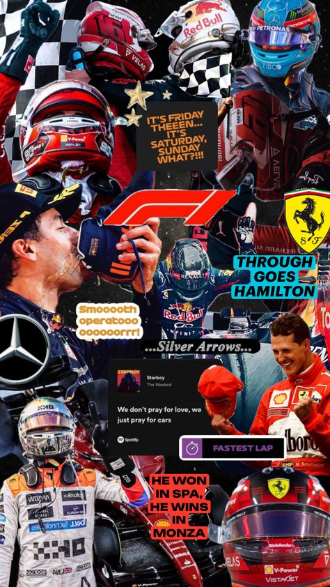 #f1 #formula1 #formulaone #f1wallpaper #ferrari #charlesleclerc #landonorris #mercedes F1 Collage, Formula 1 Iphone Wallpaper, Starboy The Weeknd, Quote Collage, F1 Wallpaper, Pray For Love, F1 Poster, Just Pray, Ferrari F1