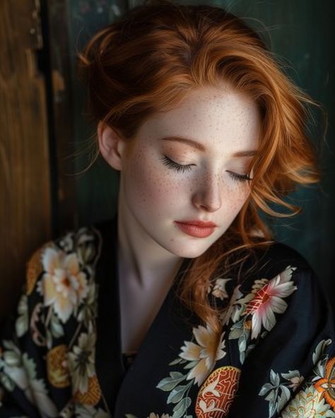 🌟 Delve into the captivating beauty of a shy ginger woman adorned in a traditional kimono in this mesmerizing magazine-style photograph. 🌺 ✨ Created with Midjourney (AI). . . #aiart #portrait #midjourney #womanphotography #womanportraitphotography #photographywoman #womansphotography #photographysexywoman #womanbodyphotography #kimonostyle #kimonogirl #kimonodress Ginger Woman, Spoiled Girl, Ginger Women, Traditional Kimono, Portrait Photography Women, Kimono Dress, Photography Women, Alter Ego, Kimono Fashion