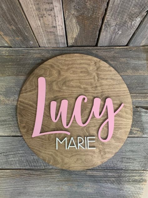 Wood Names For Nursery, Circle Nursery Name Sign, Name Wooden Sign Nursery Decor, Wooden Name Signs Nursery Girls, Fancy Cursive Fonts, Lil Nugget, Wooden Name Signs Nursery Flower, Fancy Cursive, Nursery Name Sign