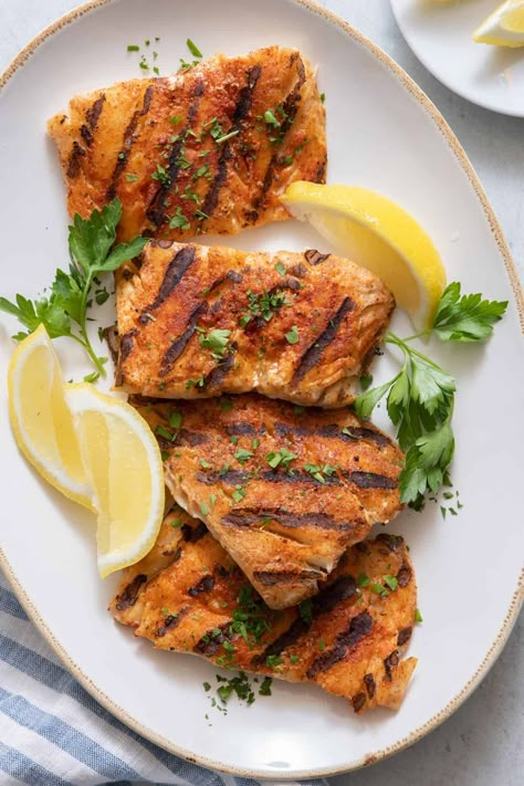 Deliciously moist grilled cod with a simple seasoning ready in just 15 minutes! Plus, helpful tips for keeping your cod from sticking to the grill! | Grilled Cod | Summer Grill Recipes | Grilling Fish | Weeknight Meal | Grilled Cod Recipes, Feel Good Foodie, Grilled Cod, Cod Fish Recipes, Grilled Fish Recipes, Frozen Fish, Air Fryer Fish, Fish Dinner Recipes, Healthy Grilling Recipes