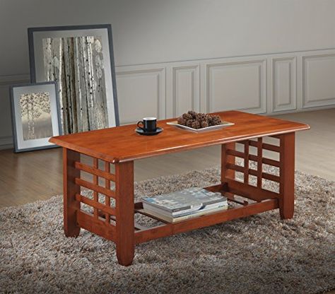 Baxton Studio Lamon Modern Classic Mission Style Cherry Finished Wood Living Room Occasional Coffee Table Traditional Lounge, Modern Classic Living Room, Round Coffee Table Living Room, Wood Living Room, Coffee Table Brown, Compact House, Classic Living Room, Desk Supplies, Side Coffee Table