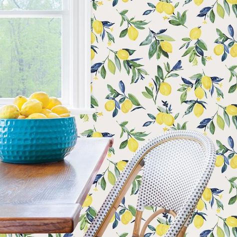 NuWallpaper Lemon Drop Yellow Yellow Wallpaper Sample-NUS3161SAM - The Home Depot Yellow Peel And Stick Wallpaper, Yellow Fruits, Lemon Pattern, Lemon Kitchen, Lemon Patterns, Peel Stick Wallpaper, Kitchen Wallpaper, Yellow Wallpaper, Vinyl Fabric