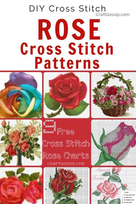 9 Free Rose Cross-stitch Charts – Cross-Stitch #crossstitchpatterns #cross-stitchpatterns #freecrossstitchpatterns  #crossstitchcharts #rosecrossstitchpatterns Cross Stitch Roses, Cross Stitch Tattoo, Charts Patterns, Rose Cross Stitch, Rose Cross Stitch Pattern, Stitch Tattoo, Rose Love, Subversive Cross Stitch, Free Chart