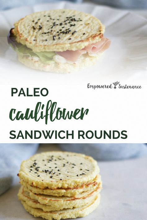 Paleo Hamburger Buns, Cauliflower Sandwich, Paleo Sandwich, Paleo Cauliflower, Sandwich Thins, Paleo Bread, Paleo Lunch, Paleo Snacks, Paleo Dinner