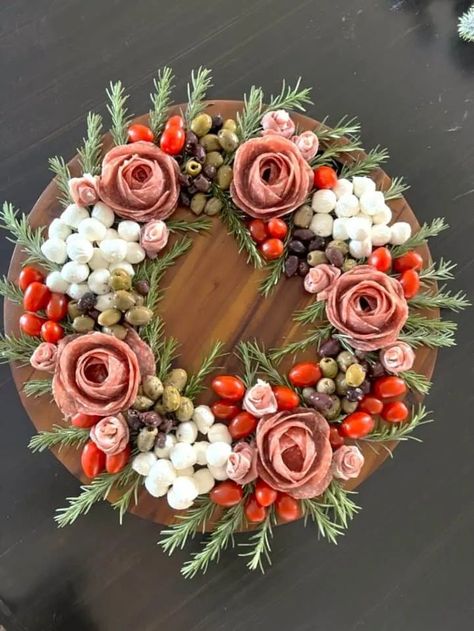 21+ Winter Charcuterie Boards (perfect for Christmas!) - My Happy Homeschooling Wreath Shaped Charcuterie, Peppermint Charcuterie Board, Christmas Inspired Charcuterie Board, December Charcuterie Board, Holiday Cookie Charcuterie Board, Charcuterie Board Party Christmas, Round Christmas Charcuterie Board, Christmas Carcurie Board Ideas, Holiday Wreath Charcuterie Board