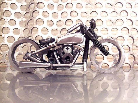 Bike 84 Knuckle Down | www.browndogwelding.com www.yearofthe… | Flickr Bolt Art, Fabrikasi Logam, Metal Sculpture Artists, Metal Motorcycle, Raw Art, Metal Ideas, Nut Bolt, Arc Welding, Metal Welding