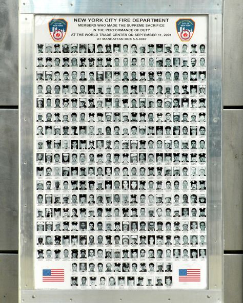 https://flic.kr/p/avb2Ap | FDNY 9/11 Poster, World Trade Center, Manhattan, New York City | This memorial poster shows the  343 firefighters and paramedic that died on 9/11/2001. 343 Firefighters, Memorial Poster, Nine Eleven, World Trade Center Nyc, Firefighter Art, Fallen Officer, 30 Day Drawing Challenge, Firefighter Emt, Fire And Rescue