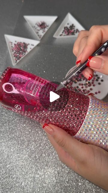 Pamela Torres on Instagram: "Can’t wait to finish this one 😍 @soldejaneiro #48 🩷 • • • • #explorepage #trending #viral #bling #bedazzling #handmade #reels #trendingreels #behindthescenes #processvideo #bedazzled #whatsinmybag #soldejaneiro" How To Bedazzle, Bling Crafts Ideas Diy Projects, Bedazzled Ideas, Things To Bedazzle, Bedazzled Things, Bedazzling Ideas, Bedazzled Stuff, Bedazzled Bottle, Alcohol Bottle Crafts