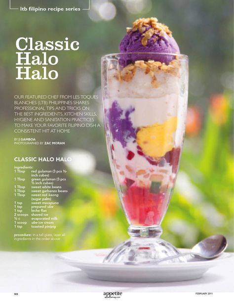 LTB Phils. is the premier chefs association in the Philippines and a member of the World Association of Chefs Societies (WACS). We invite you to join us in promoting the Filipino Culinary Professional to the rest of the world. Halo Halo Recipe, Pinoy Dessert, Philippines Recipes, Filipino Food Dessert, Philippines Food, Halo Halo, Filipino Desserts, Filipino Dishes, Pinoy Food