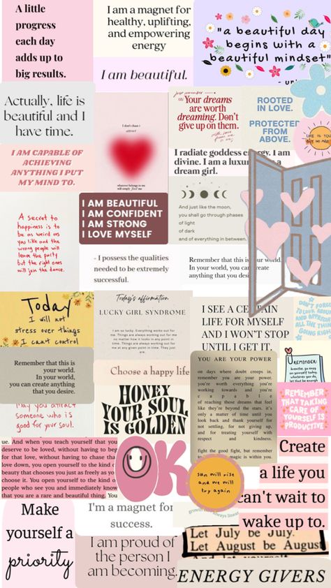 Affirmation Collage, Motivation Collage, Vision Board Materials, December Mood, Selfcare Quotes, Board Themes, Vision Board Themes, Vision Board Collage, Quote Collage