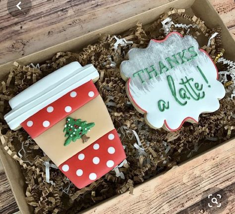 Coffee Sugar Cookies, Latte Cookie, Christmas Gifts For Teachers, Awesome Cookies, Beautiful Baking, Christmas Sugar Cookies Decorated, Farm Cookies, Christmas Cookie Box, Decorative Cookies