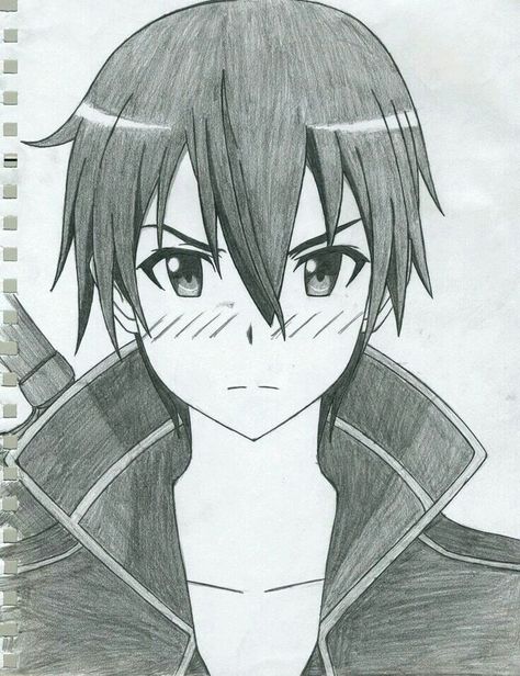 Kirito Drawing Sketch, Kirito Sketch, Kirito Drawing, Anime Boy Sketch, Art Drawings Sketches Pencil, Scary Art, Anime Drawings Tutorials, Anime Character Drawing, Anime Drawings Boy