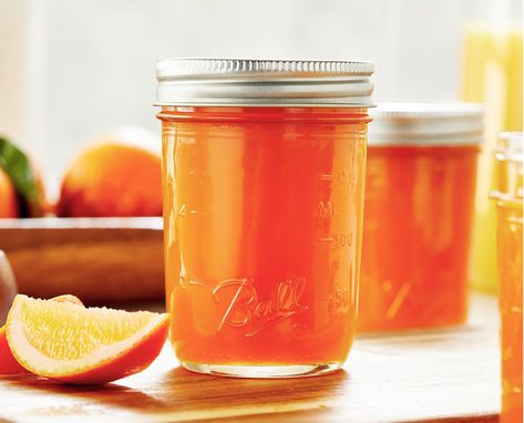 Orange Jelly | Fresh Preserving Canning Pineapple, Canning Jelly, Pickled Things, Refrigerator Pickle Recipes, Ball Canning, Orange Jelly, Frozen Juice, Orange Jam, How To Make Jelly