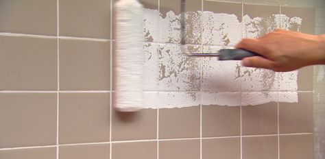 Read this article to find out how to prepare the surface and paint over ceramic tile using either a bonding primer or two-part epoxy paint. Painting Old Bathroom Tile, Painting Over Tiles, Painted Bathroom Floors, Painted Shower Tile, Painting Bathroom Tiles, Ceramic Tile Bathrooms, Ceramic Tile Backsplash, Painting Tile Floors, Painting Shower