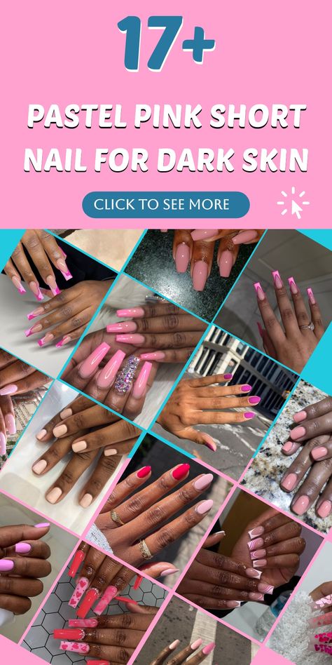 Enhance your beauty effortlessly with chic pastel pink short nail designs specifically curated for dark skin tones. Explore a range of soft blush to baby pink shades that exude femininity and sophistication, elevating your manicure game. Embrace creativity with these elegant nail ideas that highlight and enhance the natural richness of your skin tone, leaving you feeling fabulous all day long. Step into a world of style and grace with these stunning designs tailored for the modern woman's aesthe Nail Designs For Dark Skin, Pink Short Nail Designs, Short Acrylic Nails Pink, Elegant Nail Ideas, Pink Nail Ideas, Fall Ombre, Square Nail Designs, Elegant Nail, White Nail Polish