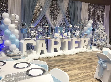 Winter Theme Baby Shower Ideas, Winter Wonderland Baby Shower Boy, Winter Baby Shower Ideas, Theme Baby Shower Ideas, Winter Baby Shower Themes, Winter Wonderland Birthday, Snowflake Baby Shower, Winter Wonderland Baby Shower, Winter Wonderland Theme