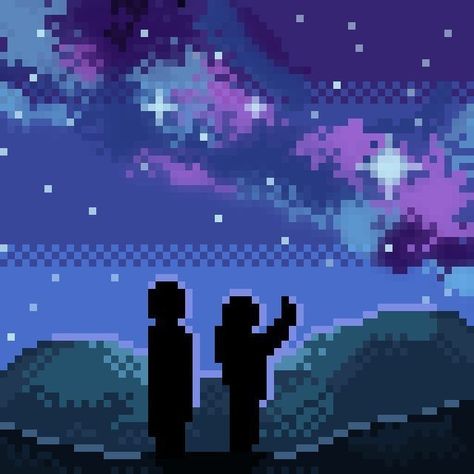 64x64 Pixel Art, Pixel Art Pfp, Space Pixel Art, Stars Pixel Art, Pixel Sky, Digital Workspace, Pixel Art Landscape, Pixel Art Background, Pixel Art Tutorial