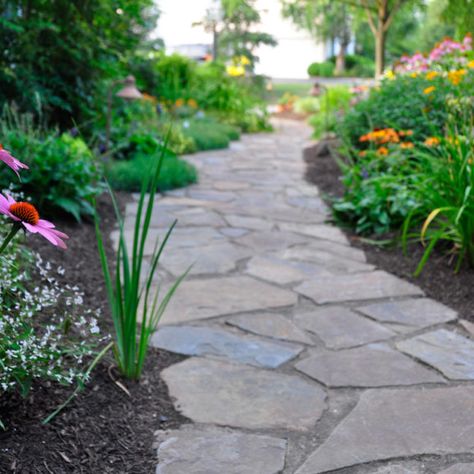 Flagstone Pathway, Stone Walkways, Outdoor Landscape Design, Garden Walkways, Flagstone Walkway, Flagstone Path, Backyard Walkway, Florida History, Walkway Landscaping