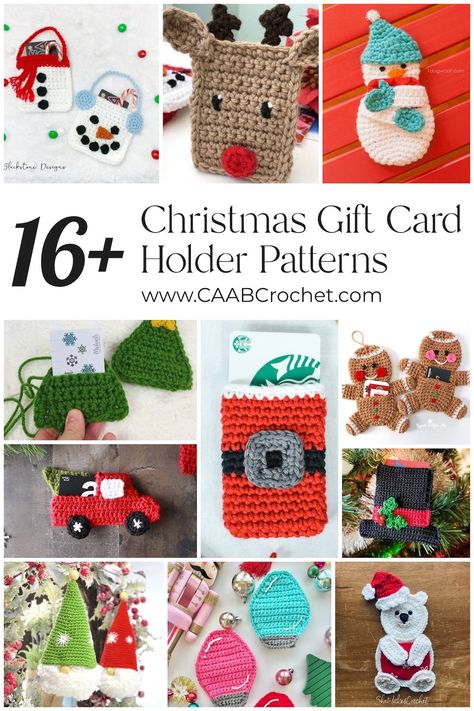 Crochet Gift Card Holder Patterns for Christmas - CAAB Crochet Crochet Gift Card Holder, Crochet Xmas Gifts, Crochet Christmas Lights, Holiday Gift Card Holders, Gift Card Holder Diy, Christmas Angel Crafts, Christmas Crochet Patterns Free, Crochet Stocking, Christmas Craft Fair