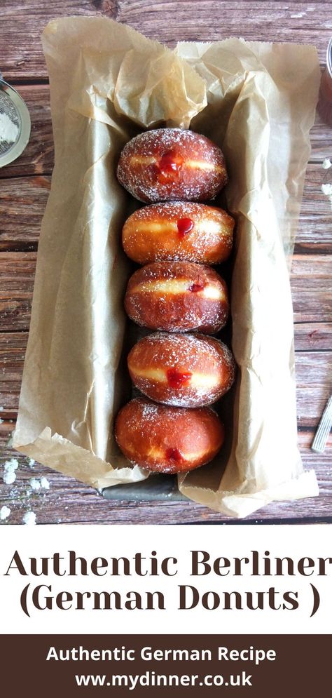 German Berliner Recipe, German Doughnut Recipe, Bismarck Donut Recipe, Berliners Recipes, German Donuts Recipe, Berliner Donut Recipe, German Baked Goods, Bismark Donut, German Winter Food