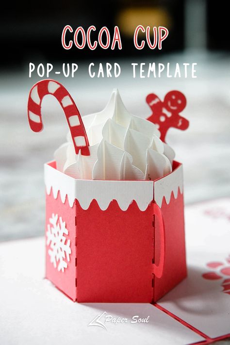 Warm hearts with this Cocoa pop-up card DIY template! Create a delightful, handmade gift for your loved ones using our step-by-step guide. Download this template today and get crafting! #papersoul #papersoulcraft #popupcardtemplate #cocoacup #hotcocoacup #papercraft #popupcardsvg #papercut #cricutproject #wintercraft #winterpopupcard #craftforwinter #cardmaking #3dcardtemplate #3dgreetingcard Cricut Christmas Cards Ideas Cardmaking, Gingerbread Cards Handmade, Cricut Christmas Cards, Vinyl Decal Projects, Gingerbread Cards, Pop Up Christmas Cards, Pop Up Card Templates, Cup Of Cocoa, Holiday Pops