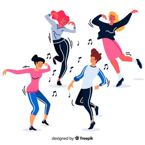 Dancing People Drawing, People Dancing Art, Bailar Aesthetic, People Dancing Drawing, Dancing Background, Dance Elements, Dance Western, Dancing Illustration, Dancing Cartoon