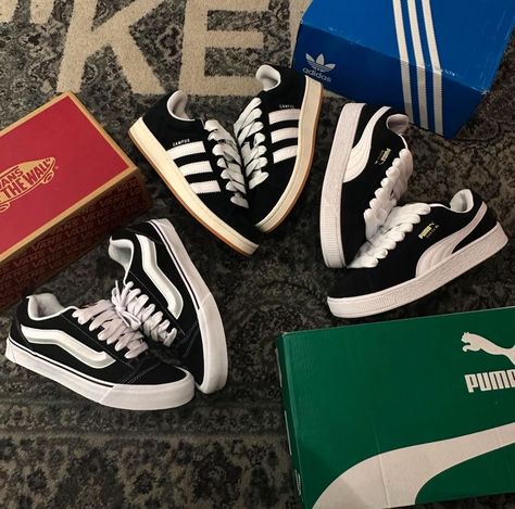 SNKR® on Instagram "PUMA SUEDE XL BLACK WHITE VAMS KNU SKOOL BLACK New Puma Sneakers, Estilo Vans, Adidas Suede, Pretty Sneakers, Adidas Campus 00s, Pretty Shoes Sneakers, Shoe Wishlist, Shoes Outfit Fashion, Cute Slippers