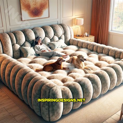 Giant Family Bed, Human Sized Dog Bed, Giant Bed, Giant Sofa, Dog Bed Ideas, Giant Beds, Unusual Beds, Giant Dog Beds, Beautiful Bedroom Furniture