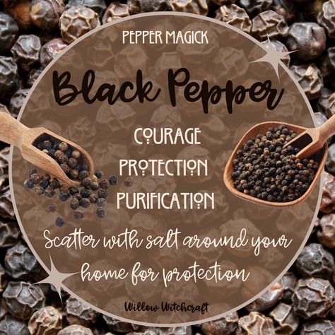 Spices In Witchcraft, Cayenne Pepper Witchcraft, Black Pepper Witchcraft Uses, Black Pepper Witchcraft, Pepper Magical Properties, Black Pepper In Witchcraft, Peppercorn Magical Properties, Black Peppercorn Witchcraft, Black Pepper Magical Properties