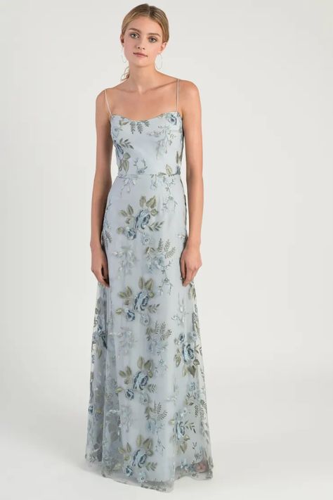 Jenny Yoo - Bridesmaid Dress Color Planning and Style Board Tool Scoop Neck Bridesmaid Dress, Jenny Yoo Bridesmaid, Goddess Gown, Floral Bridesmaid Dresses, Floral Bridesmaid, Chic Brides, Jenny Yoo, Penteado Cabelo Curto, Blue Bridesmaid Dresses