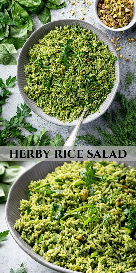 Herb Salad Recipes, Green Dishes Recipes, Pistachio Dinner Recipes, Summer Rice Dishes, Herbed Rice Recipes, Summer Rice Recipes, Rice Salads Summer, Cold Rice Recipes, Herb Rice Recipes