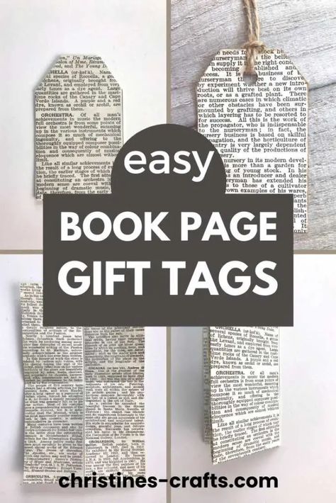 Book Page Bookmarks, Creative Gift Tags Diy, Craft With Old Books, Easy Book Page Crafts, Book Paper Ornaments Diy, Diy Book Decorations, Crafts To Do With Book Pages, Diy Book Gift Ideas, Easy Paper Gifts