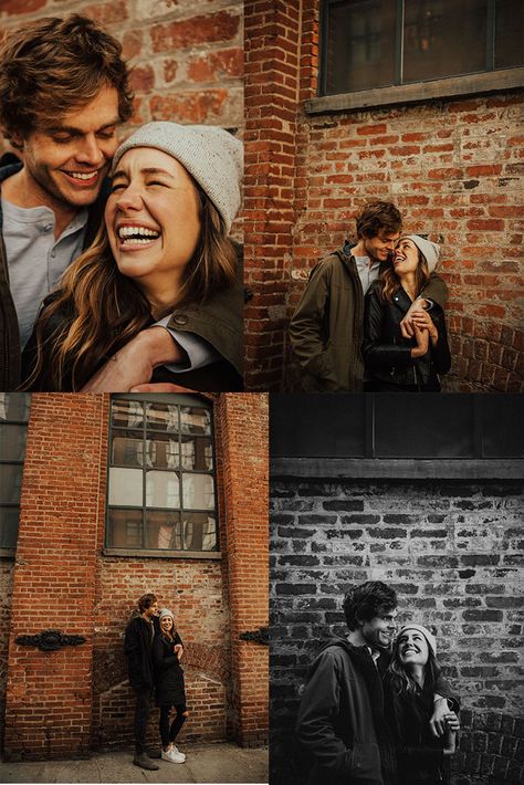 Alley Photoshoot Couple, City Scape Couples Photography, Old City Couple Photoshoot, Old Building Couple Photoshoot, Urban Photography Couple, Brick Wall Couple Photoshoot, Editorial Couple Photoshoot City, Brooklyn Couple Photoshoot, Coffee Couple Photoshoot