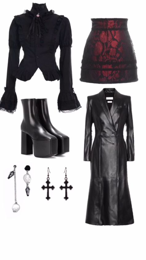 Vamp Clothes Aesthetic, Vamp Outfit Style, Vampire Clothes Aesthetic, Red Silk Outfit, Daring Diva Outfits, Villain Era Outfits, Vampire Look Outfits, Vampirecore Fashion, Estilo Vamp