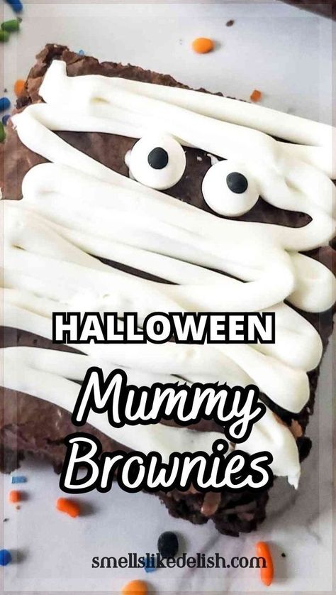 Mummy Brownies are a delicious and spooktacular way to celebrate  Halloween, and they are sure to be a hit with everyone who tries them.  You're kids will enjoy helping make these fudgy brownies too! Halloween Mummy Brownies, Halloween Brownies Spooky, Spooky Brownies, Best Brownie Mix, Mummy Brownies, Decorated Brownies, Halloween Sweet Treats, Halloween Brownies, Candy Eyes