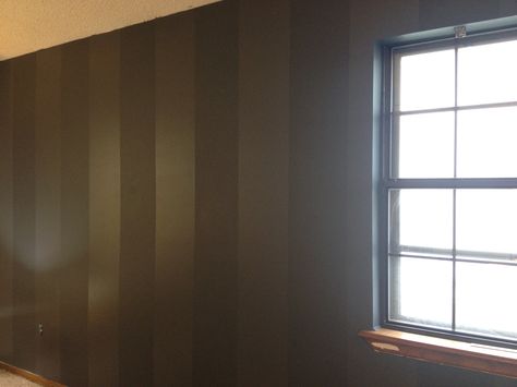 Big Gray Wall - Matte and Gloss stripes. Yay! Matte And Gloss Stripe Wall, Stripes Wall Paint, Striped Accent Wall, Black Gold Bedroom, Terracotta Walls, Saloon Bar, Stripe Wall, Bedroom Theme, Bedroom Redesign