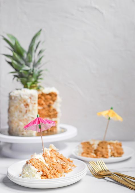 Pina Colada Cake Pina Colada Cake, Swiss Buttercream, Cake With Coconut, Pineapple Jam, Alcoholic Desserts, Pineapple Rum, Summer Recipe, Meringue Buttercream, Swiss Meringue