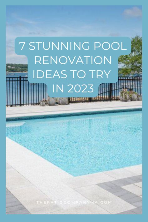 Swimming Pool Surround Ideas, Pool Deck Ideas Inground Pavers, Updating Pool Area, Pool Upgrades Before And After, Pool Renovation Ideas Before And After, Pool Redo Before And After, Inground Pool Surround Ideas, Swimming Pool Trends 2023, Pool Area Renovation